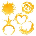 Yellow juice or honey blots set.