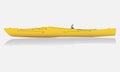 Yellow kayak with one seat on white background