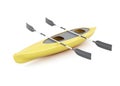 Yellow kayak with paddles on a white background. 3d ren