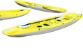 Yellow kayaks isolated on white background