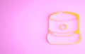 Yellow Kepi icon isolated on pink background. Cap army uniform headgear. Historic general hat. Minimalism concept. 3d