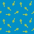 Yellow keys pattern on blue background