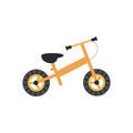 Yellow kids bicycle, two wheels bike for sport ride or child fun leisure outdoors Royalty Free Stock Photo