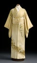 Elegant Golden Kimono with Cherry Blossom Embroidery Royalty Free Stock Photo