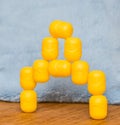 Yellow kinder eggs, Russian D letter Royalty Free Stock Photo