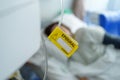 Yellow Label on Epidural Duct in Hospital Royalty Free Stock Photo