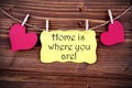 Yellow Lable Saying Home Is Where You Are