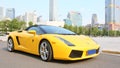 A yellow Lamborghini in guangzhou Royalty Free Stock Photo