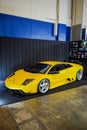 Yellow Lamborghini Murcielago coupe LP 640 in The Elite showcase Royalty Free Stock Photo