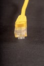 Yellow lan wire on white background