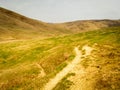 Yellow landscape lunar strange path Royalty Free Stock Photo