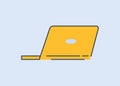 Yellow laptop semi flat RGB color vector illustration Royalty Free Stock Photo