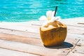 Yellow large coconut water coctail