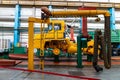 Yellow Large truck assembly line in factory