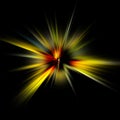 Yellow laser light on a black background