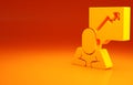 Yellow Leader of a team of executives icon isolated on orange background. Minimalism concept. 3d illustration 3D render