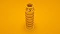 Yellow leaning tower of pisa. Minimal idea concept. 3d illustration