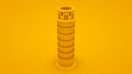 Yellow leaning tower of pisa. Minimal idea concept. 3d illustration