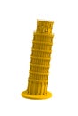 Yellow leaning tower of pisa on white background