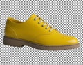 Yellow leather shoe with white laces on transparent background Royalty Free Stock Photo