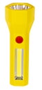 Yellow LED flashlight on batteries isolated on white Royalty Free Stock Photo