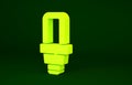 Yellow LED light bulb icon isolated on green background. Economical LED illuminated lightbulb. Save energy lamp