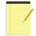 Yellow Legal Pad of Paper with Copy Space, Full Size, Lead Pencil