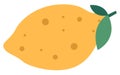 Yellow lemon with a green leaf vector illustration. Sour citrus isolated on a white background Royalty Free Stock Photo