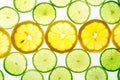 Yellow lemon and green lime slices Royalty Free Stock Photo