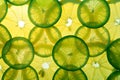 Yellow lemon and green lime slices Royalty Free Stock Photo