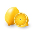 Yellow Lemon and a half of lemon, lime, fruit, transparent, Vector