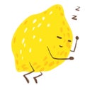 Yellow lemon happy sleeping active cartoon illustration