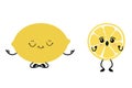 A yellow lemon icon in the style of kawaii. Vector illustration isolated on a white background Royalty Free Stock Photo