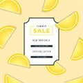 Yellow lemon slices. Summer sale banner template design. Big sale special offer. Special offer banner for poster, flyer, brochure Royalty Free Stock Photo