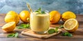 Yellow lemon smoothie delicious and adorable AI Generative