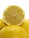 Yellow Lemons, citrus limonum against White Background Royalty Free Stock Photo