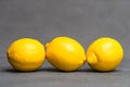 Yellow lemons on dark gray background Royalty Free Stock Photo