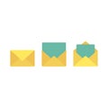 Yellow letter, open and closed icon set