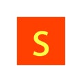 Letter S in orange color box