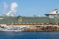 Yellow LIfeboats on Cruise Ship at Dock Royalty Free Stock Photo