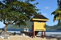 Yellow Lifeguard Booth on the Maracas Bay, North Coast, Trinidad