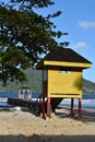 Yellow Lifeguard Booth on the Maracas Bay, North Coast, Trinidad