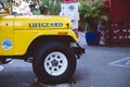 Yellow Lifeguard Jeep, rescue vehicle parked at Laguna Beach in United States