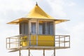 Yellow lifeguard patrol tower in Surfers Paradise beach, Gold Coast, Queensland, Australia