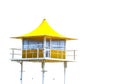 A Yellow Lifeguard tower isolated on white background. Royalty Free Stock Photo