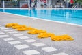 Yellow lifeline on the floor poo Royalty Free Stock Photo