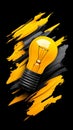 A yellow light bulb on a black background Royalty Free Stock Photo
