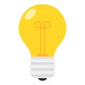 Yellow Light Bulb Flat Icon Isolated on White Royalty Free Stock Photo