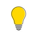 Yellow light bulb icon idea and creativity symbol. Vector illustration.