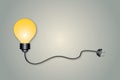 Yellow light bulb. Ideas inspiration concept of business finance or goal to success, Creative idea and innovation. Royalty Free Stock Photo